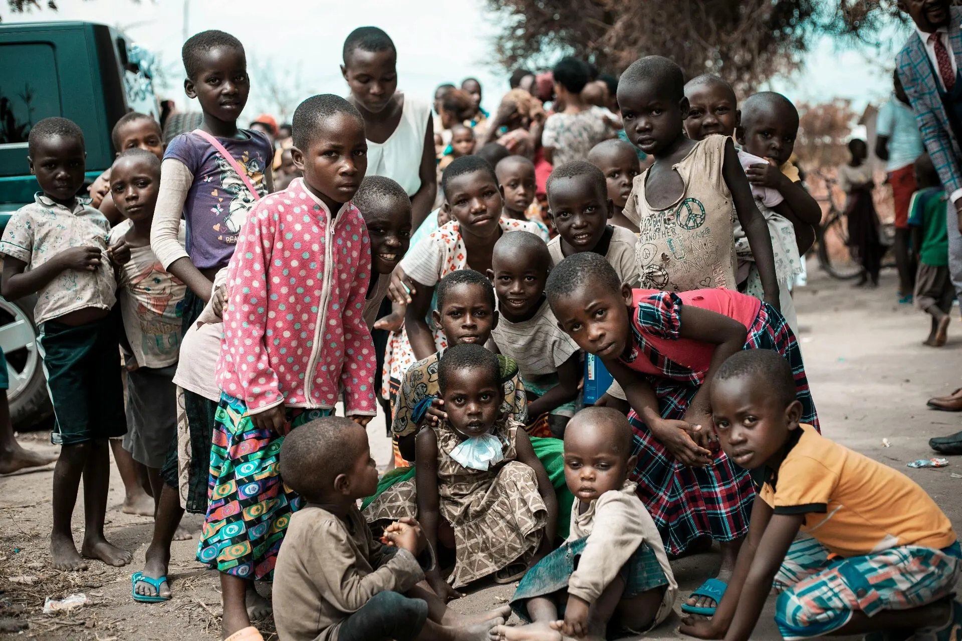 Group of Kenyan children gathered together in their community
