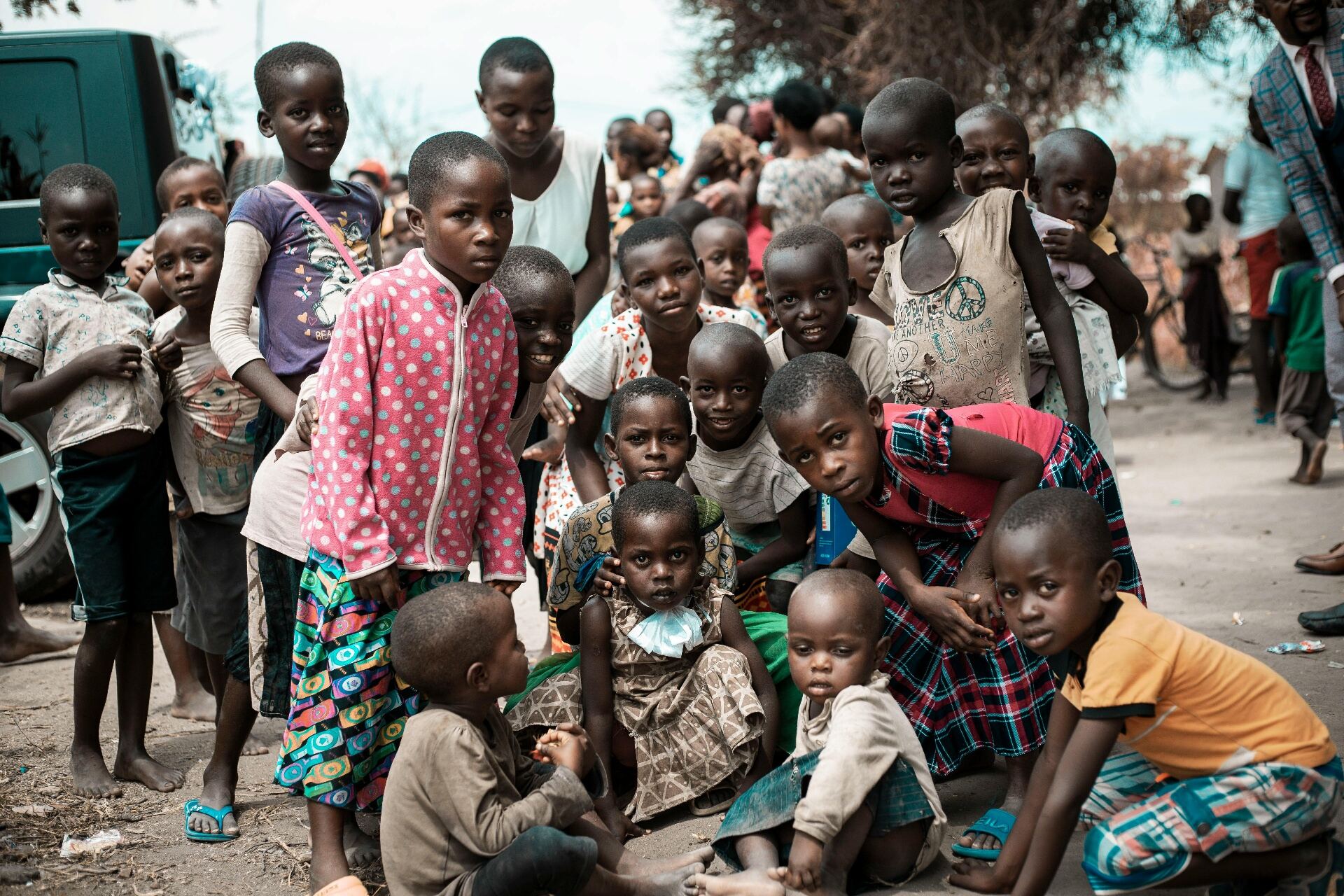 Group of Kenyan children gathered together in their community